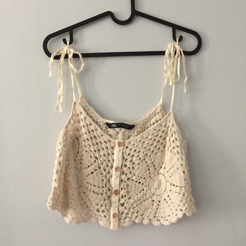 ZARA crochet crop cami/tank